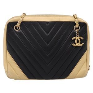 Chanel Camera Chevron Lambskin Beige Leather Shoulder Bag Bag